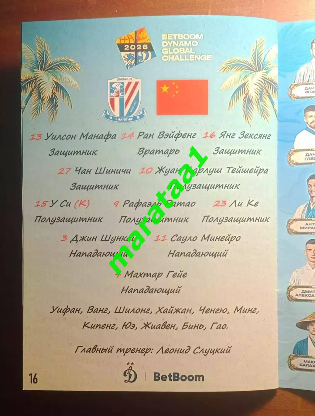 Динамо (Москва) - Шанхай Шеньхуа (Шанхай,Китай) 23 января 2026 альтернатива 6