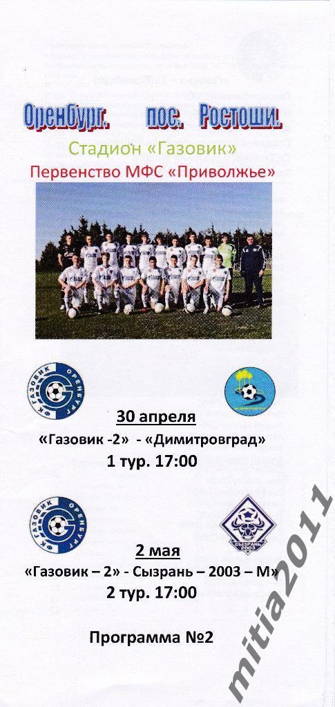 ФК Газовик-2 (Оренбург) - ФК Сызрань-2003-М и ФК Димитровград