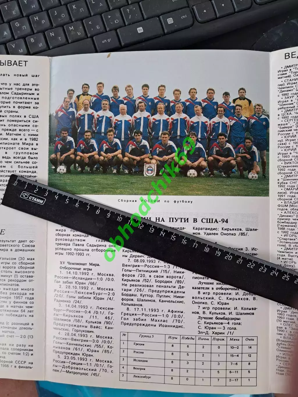 Футбол _ буклет Сборная России 1994 к ЧМ в США 1