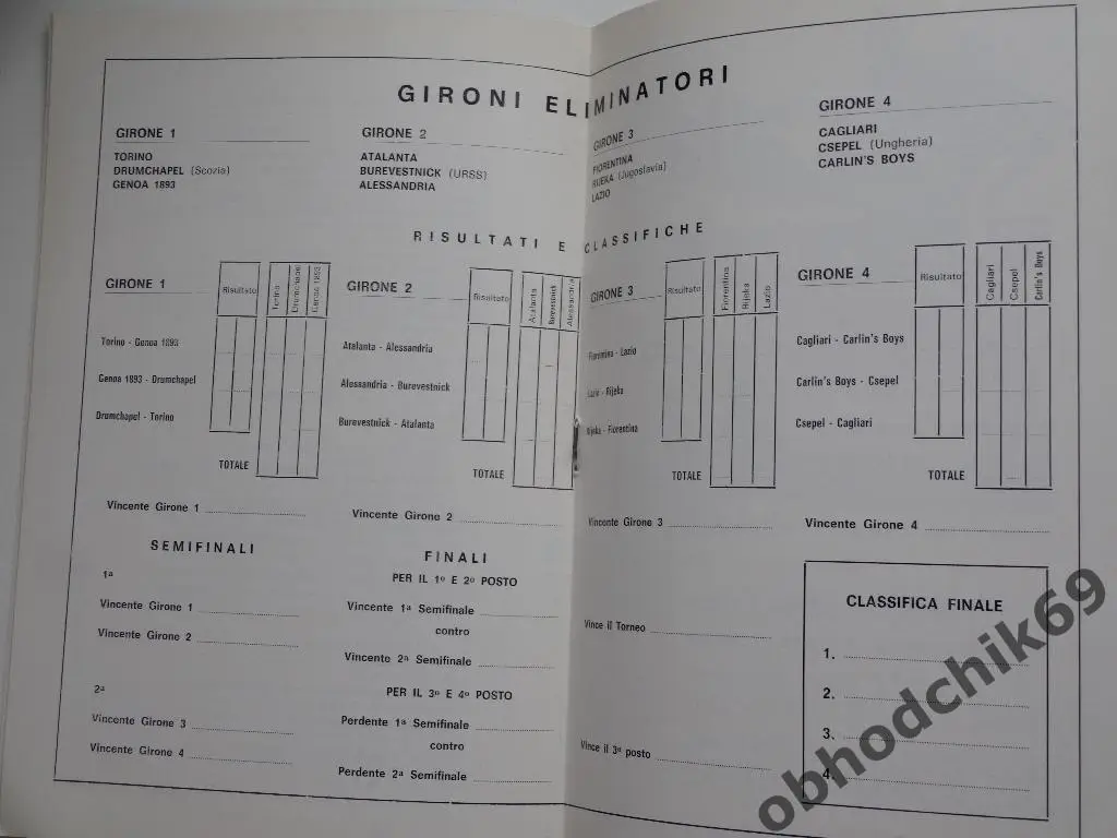 XXIII Турнир в Сан-Ремо (Италия) молодежные 17-26 08 1972 (Буревестник) 1