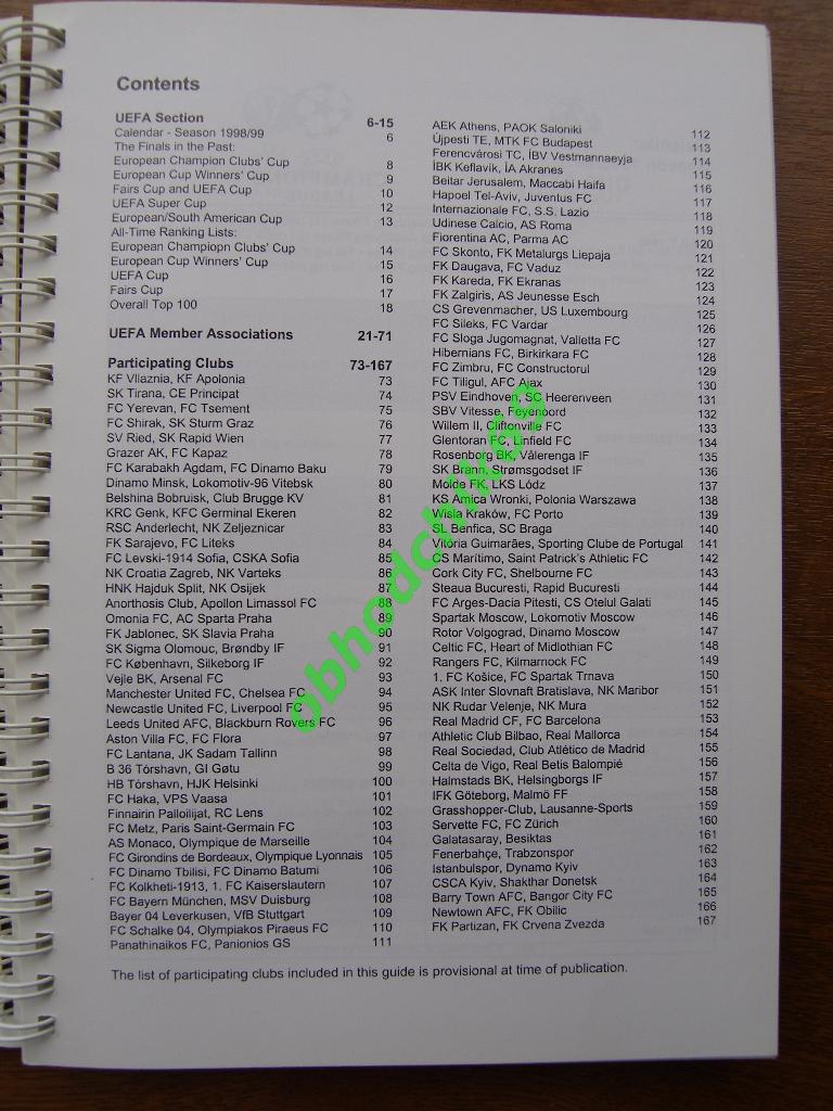 UEFA Клубные Турниры Handbook (Результаты матчей) 1998-99 1