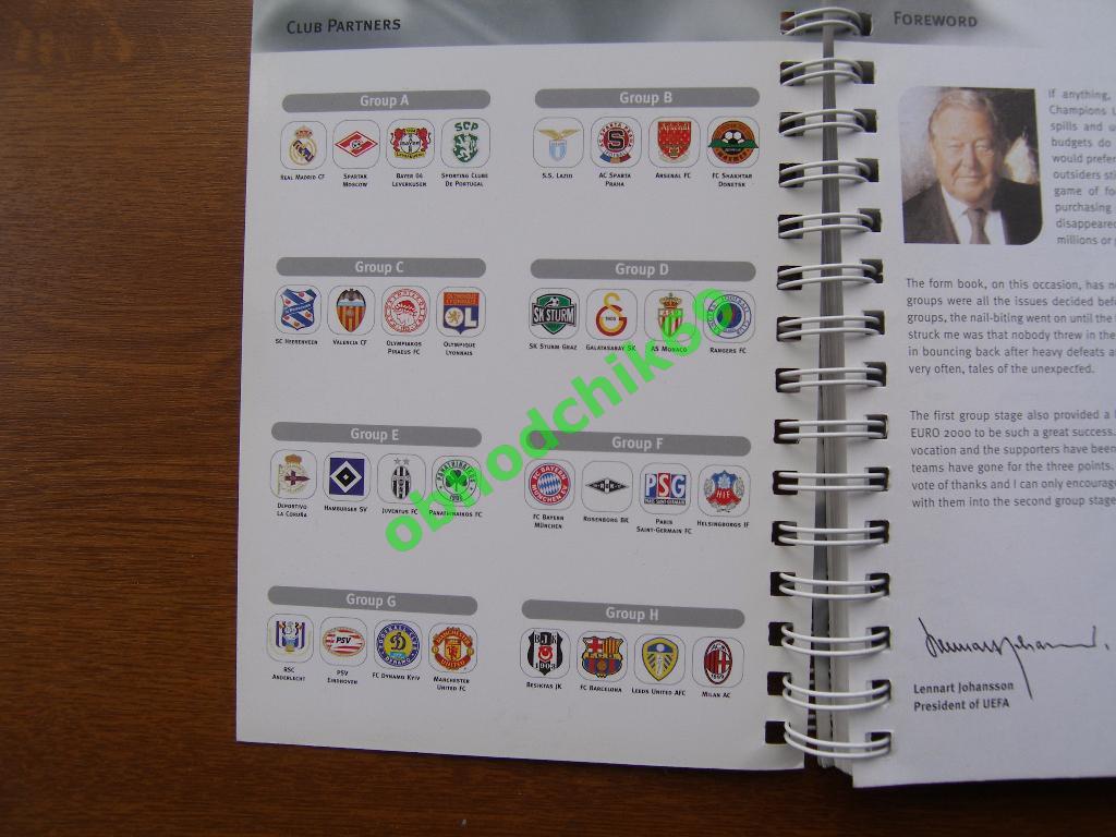 Handbook (результаты игр) 1999- 2000 Лига чемпионов УЕФА Спартак Динамо Киев 1
