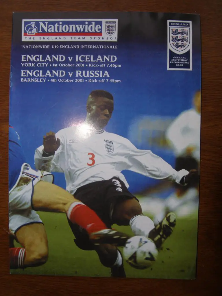 Англия - Россия сборная 04 10 2001 (U-19) ; Англия - Исландия 01 10 2001 (U-19)