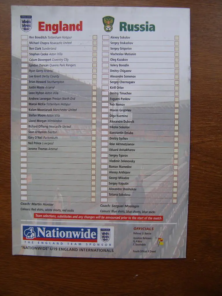 Англия - Россия сборная 04 10 2001 (U-19) ; Англия - Исландия 01 10 2001 (U-19) 1