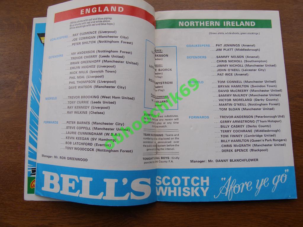 Англия - Северная Ирландия 07.02.1979 квалификация на Чемпионат Европы 1