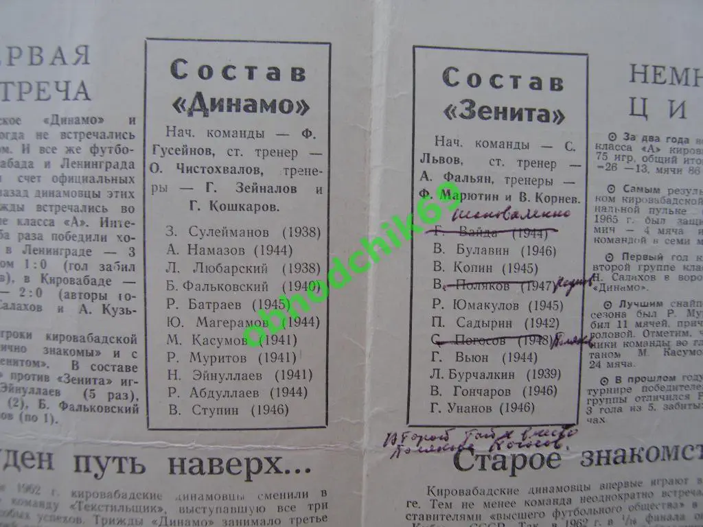 Зенит (Ленинград) - Динамо (Кировабад) 14 07 1968 1