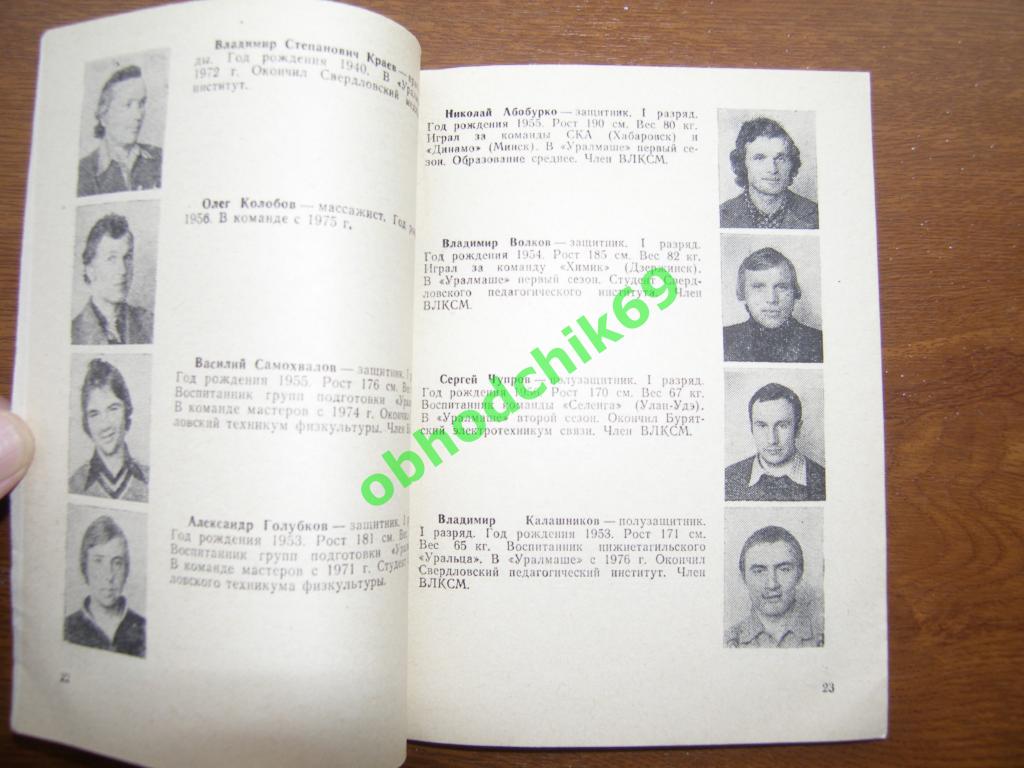 Футбол Календарь справочник 1978 Свердловск (малый формат) 1