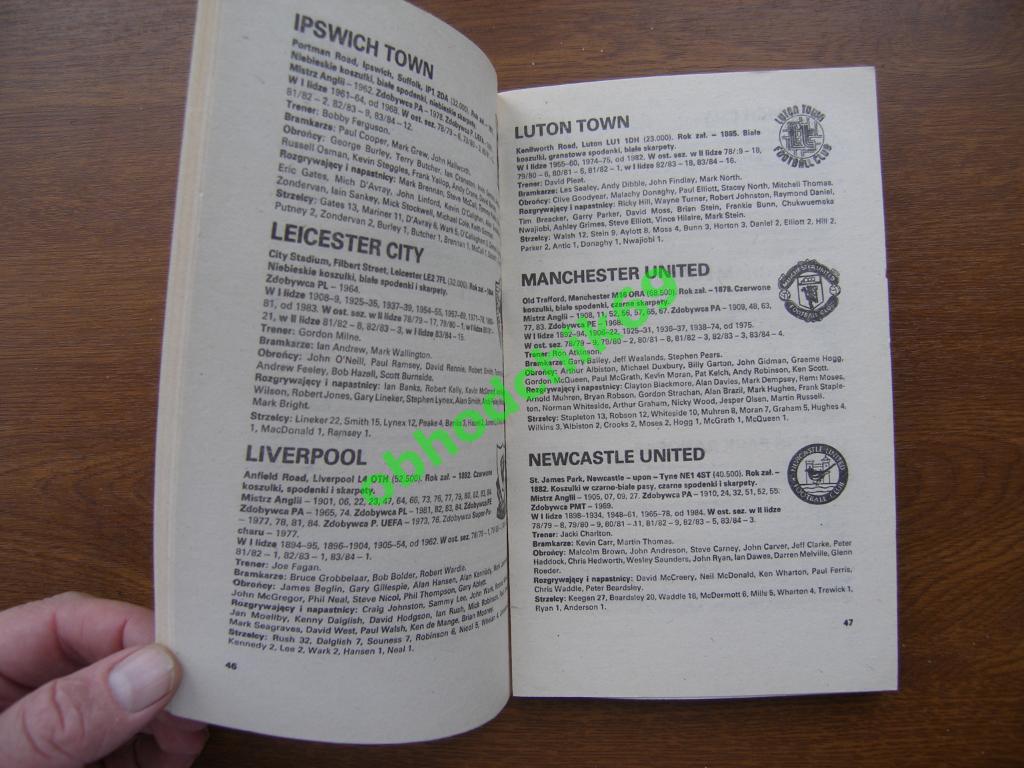 Футбол Английская лига, чемпионат 1984-85, Liga Angielska , изд Польша 1