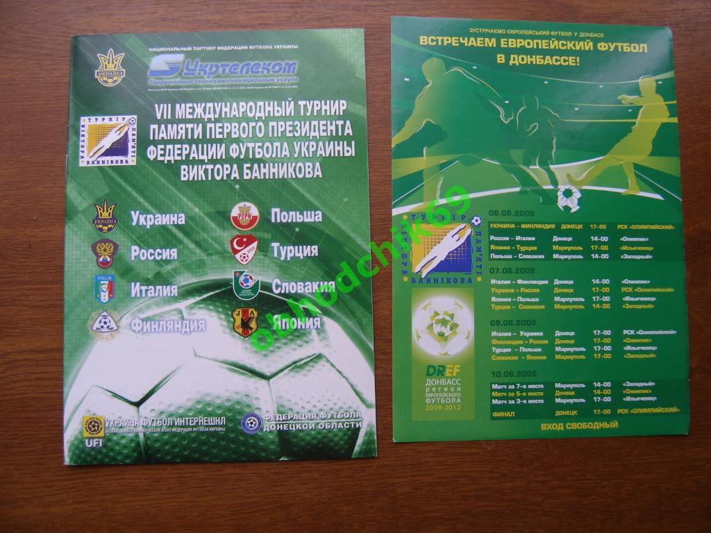 Программа VII турнир памяти В.Банникова - 06-10 06 2008 Россия сборная U-16