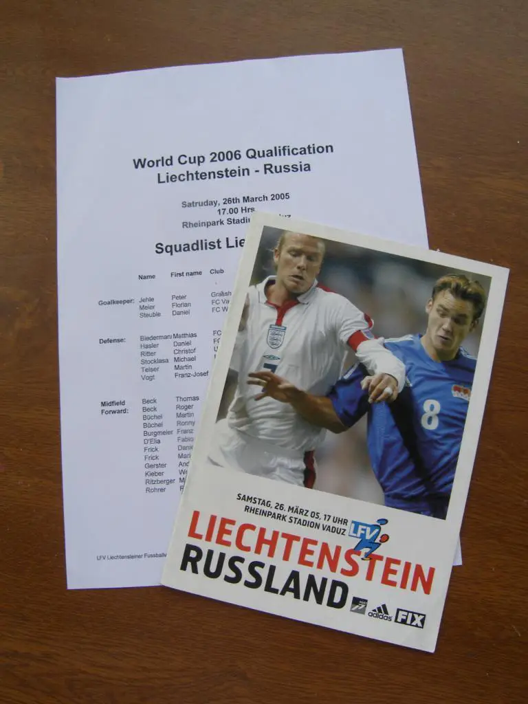 Лихтенштейн - Россия 26 03 2005 сборная Отб матч ЧМ - 2006 + состав Лихтенштейна