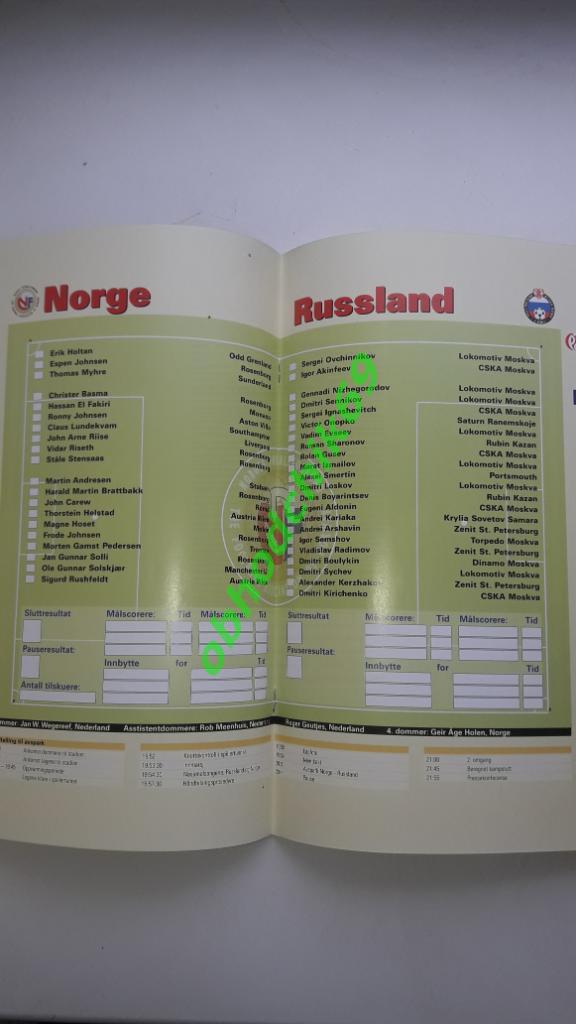 Норвегия Россия (сборная) 28.04 2004 товарищеский 1
