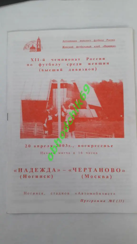 женщины, Надежда (Ногинск)- Чертаново (Москва) 20-04-2003