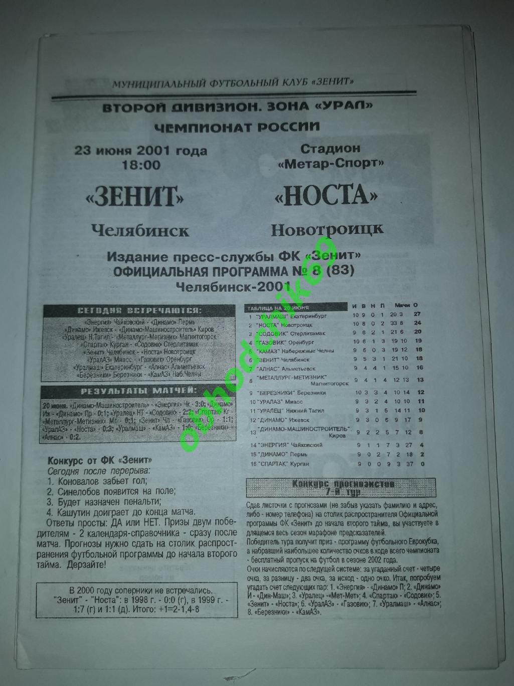 Зенит (Челябинск) Носта (Новотроицк) 23 06 2001