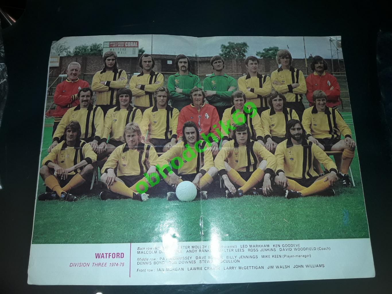 Журнал League Football сезон 1974/75 Постер Watford 1