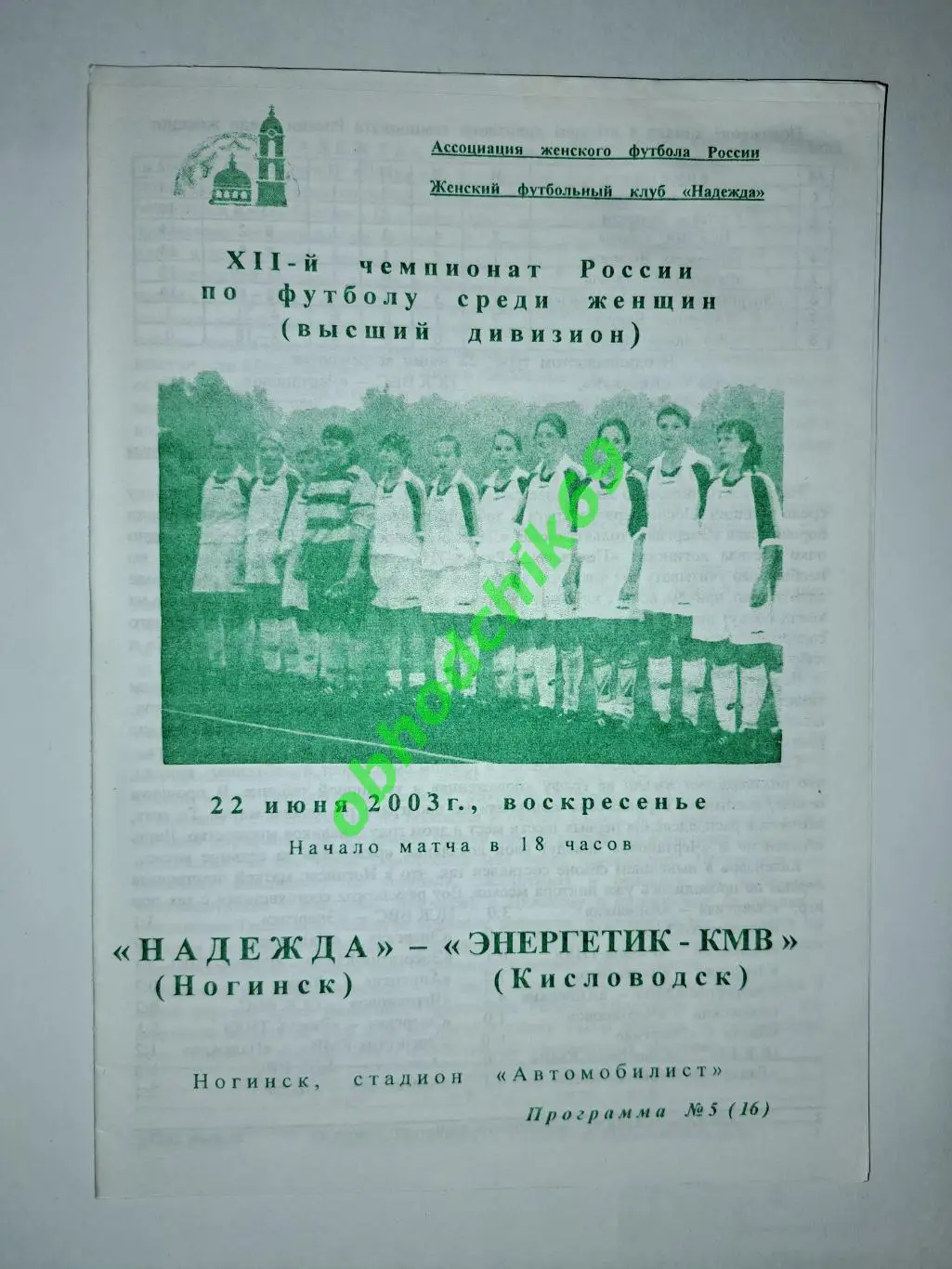 женщины, Надежда (Ногинск)- Энергетик-КМВ (Кисловодск) 22-06-2003