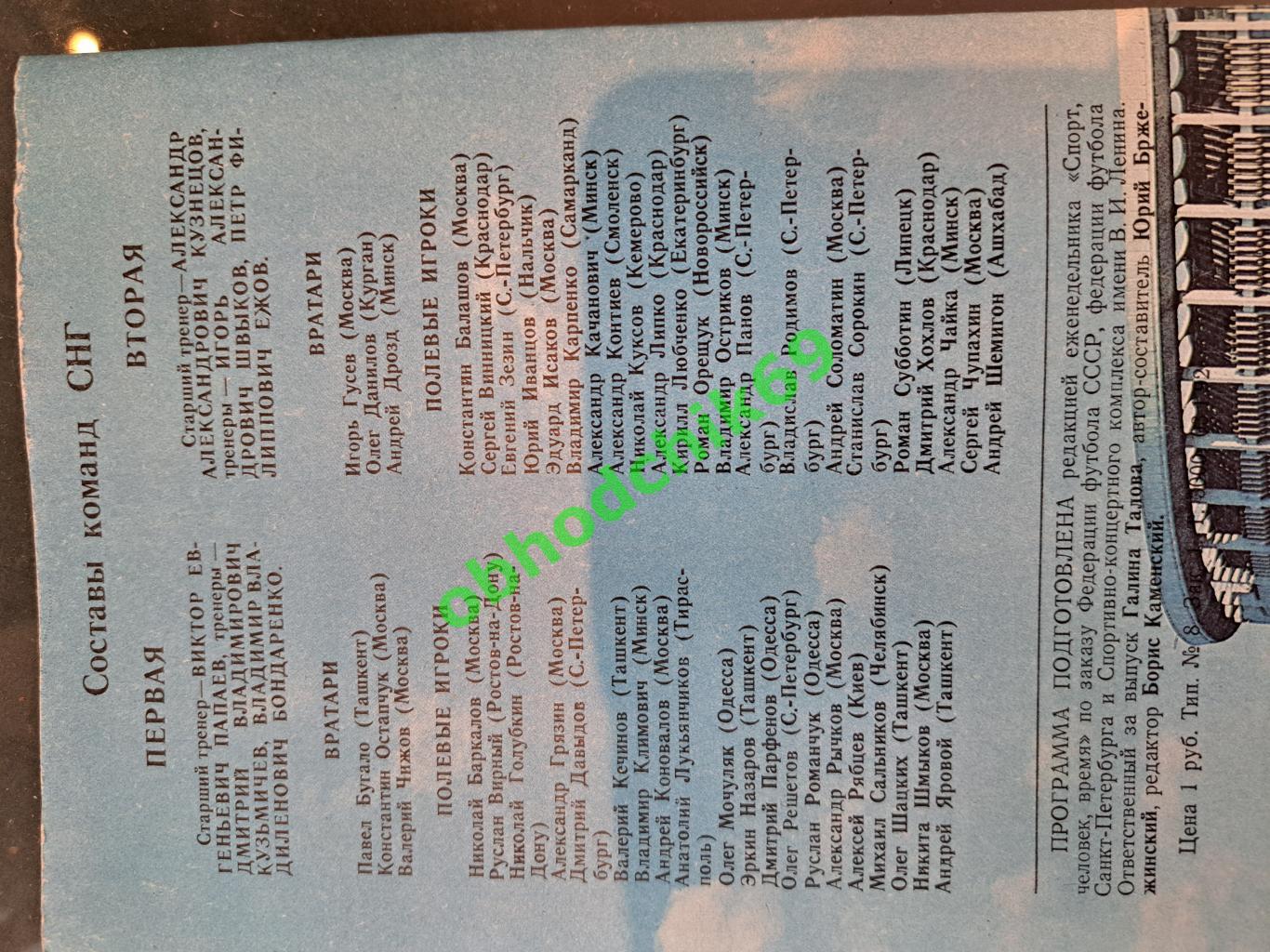 Международный юношеский турнир памяти В.А.Гранаткина 11 - 17.01.1992 НЕ ИДЕАЛ 2