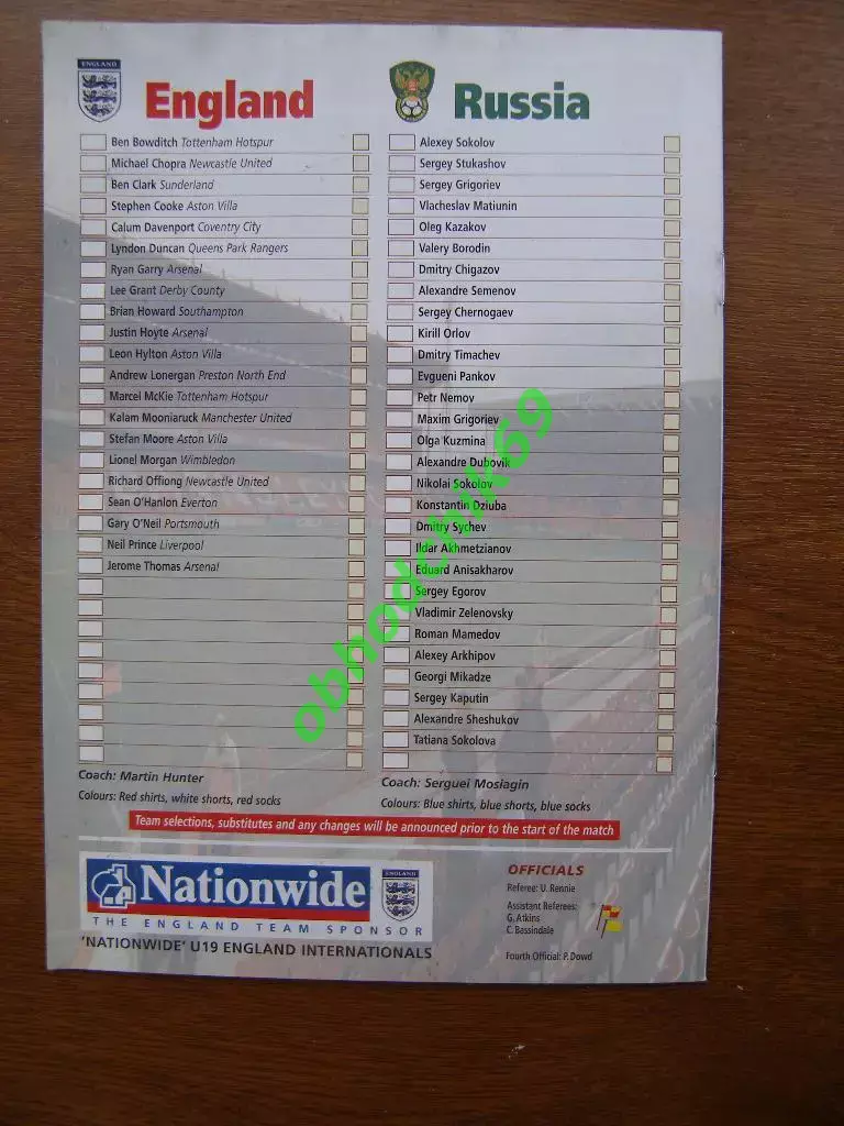 Англия - Россия сборная 04 10 2001 (U-19) ; Англия - Исландия 01 10 2001 (U-19) 1
