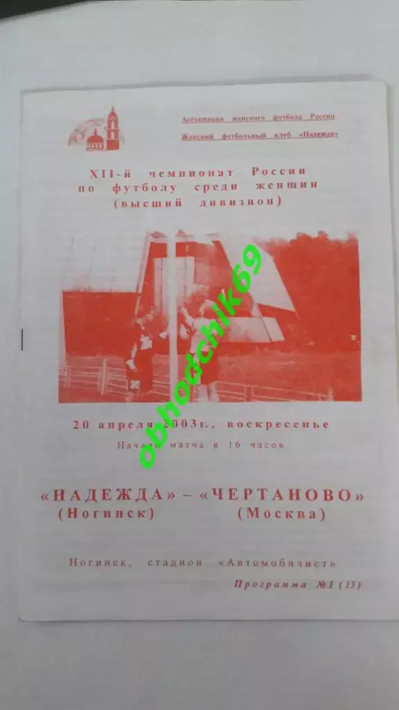 женщины, Надежда (Ногинск)- Чертаново (Москва) 20-04-2003