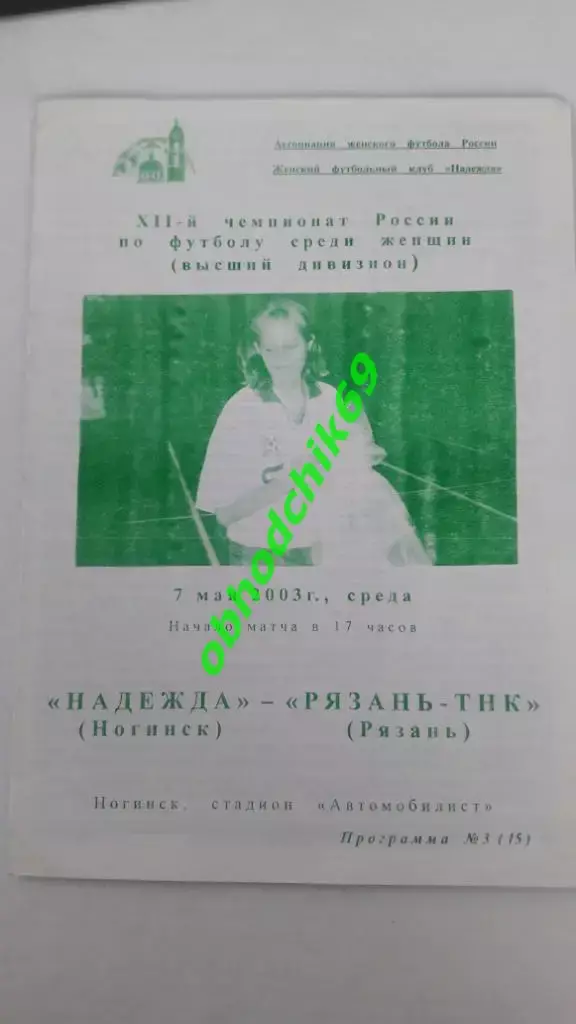 женщины, Надежда (Ногинск)- Рязань-ТНК (Рязань) 07-05-2003