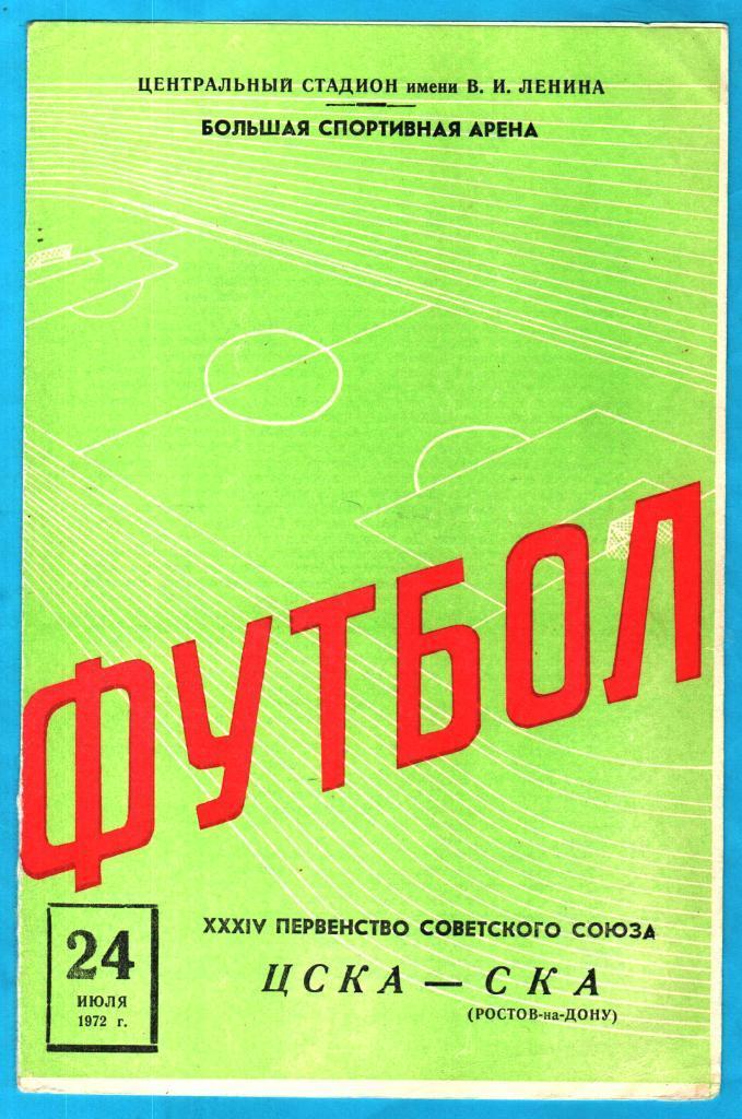ЦСКА (Москва) - СКА (Ростов - на - Дону) 1972.