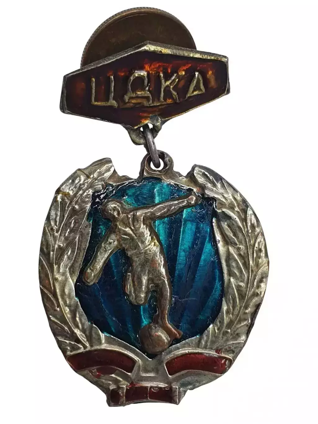 Медальный футбольный значок - команда ЦДКА (ЦСКА). Ручная работа. Середина ХХв.