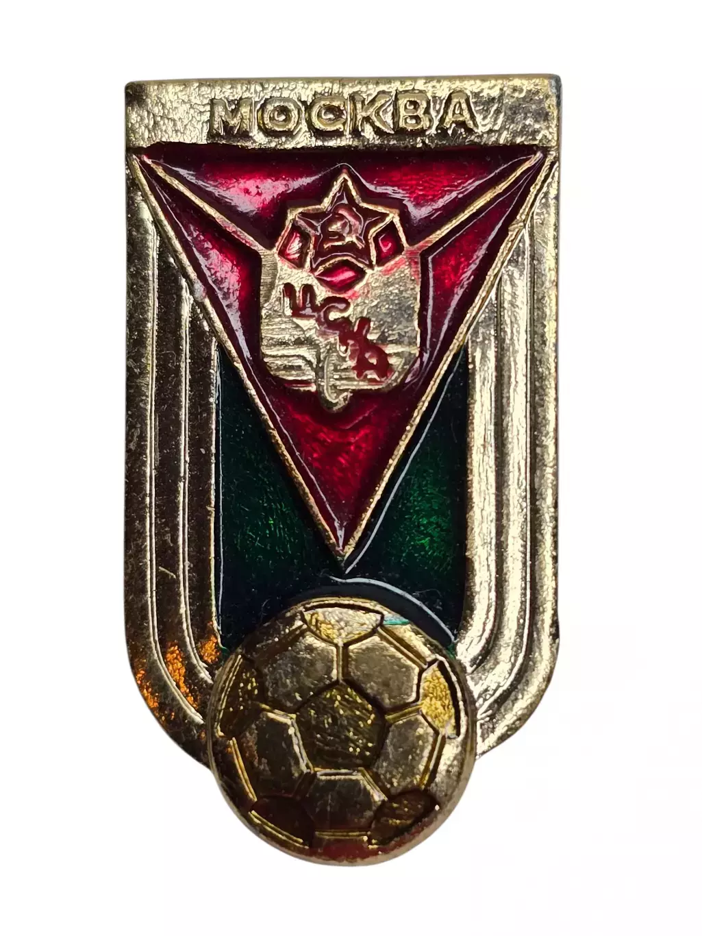 Брак производства! Значок ЦСКА (Москва) на заготовке для значка Локомотива.