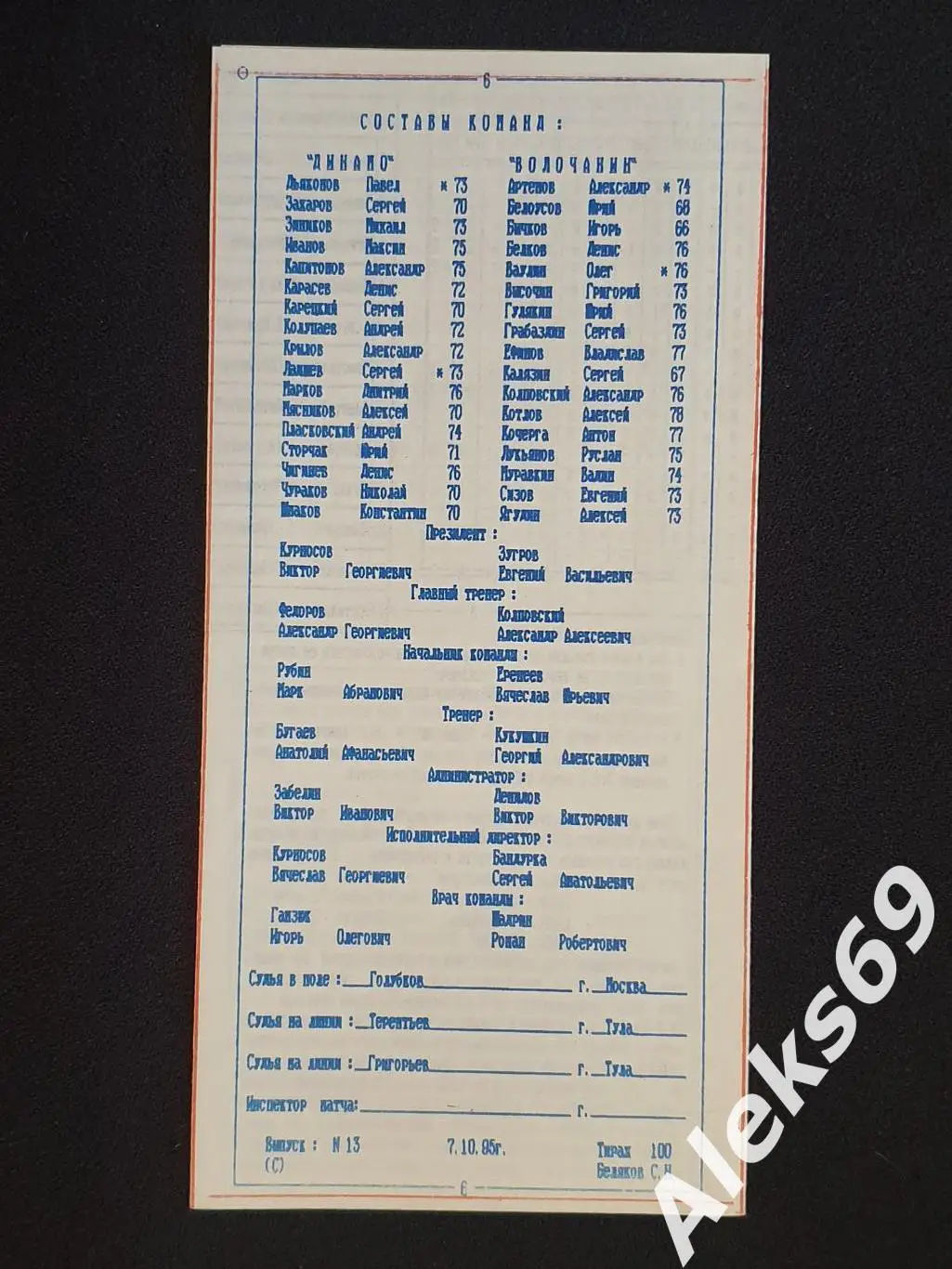 Динамо (Санкт - Петербург) - Волочанин (Вышний Волочек). 1995. 1