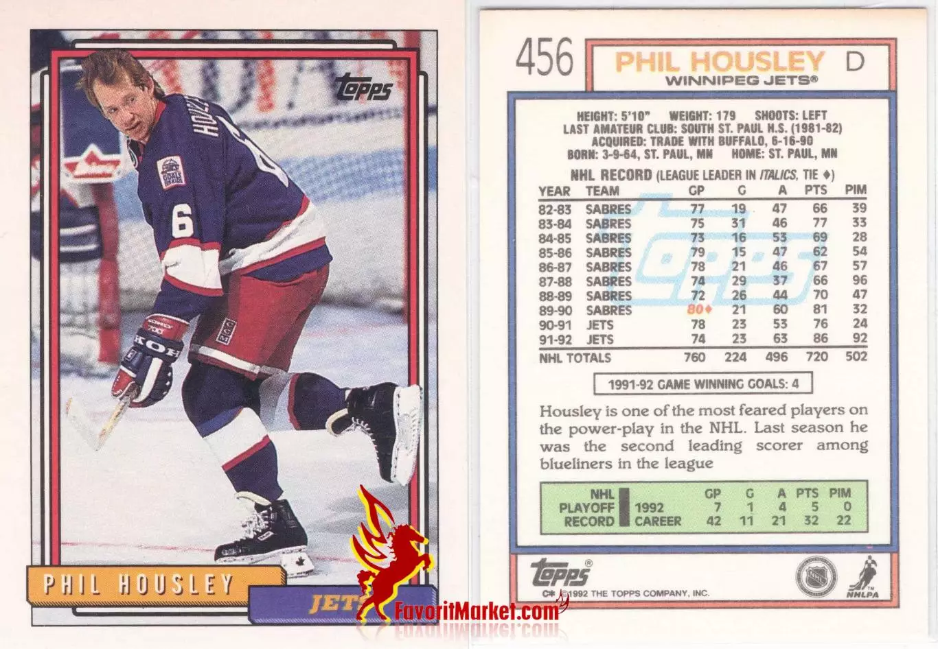 TOPPS NHL Hockey 1992-1993, №456, Phil Housley