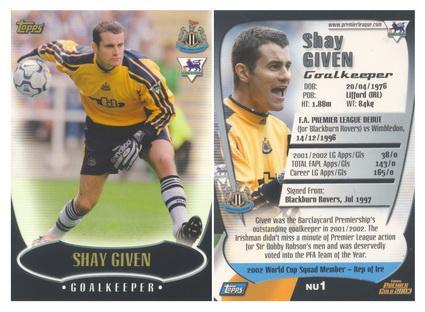 Shay Given - Шей Гивен - topps premier gold 2003