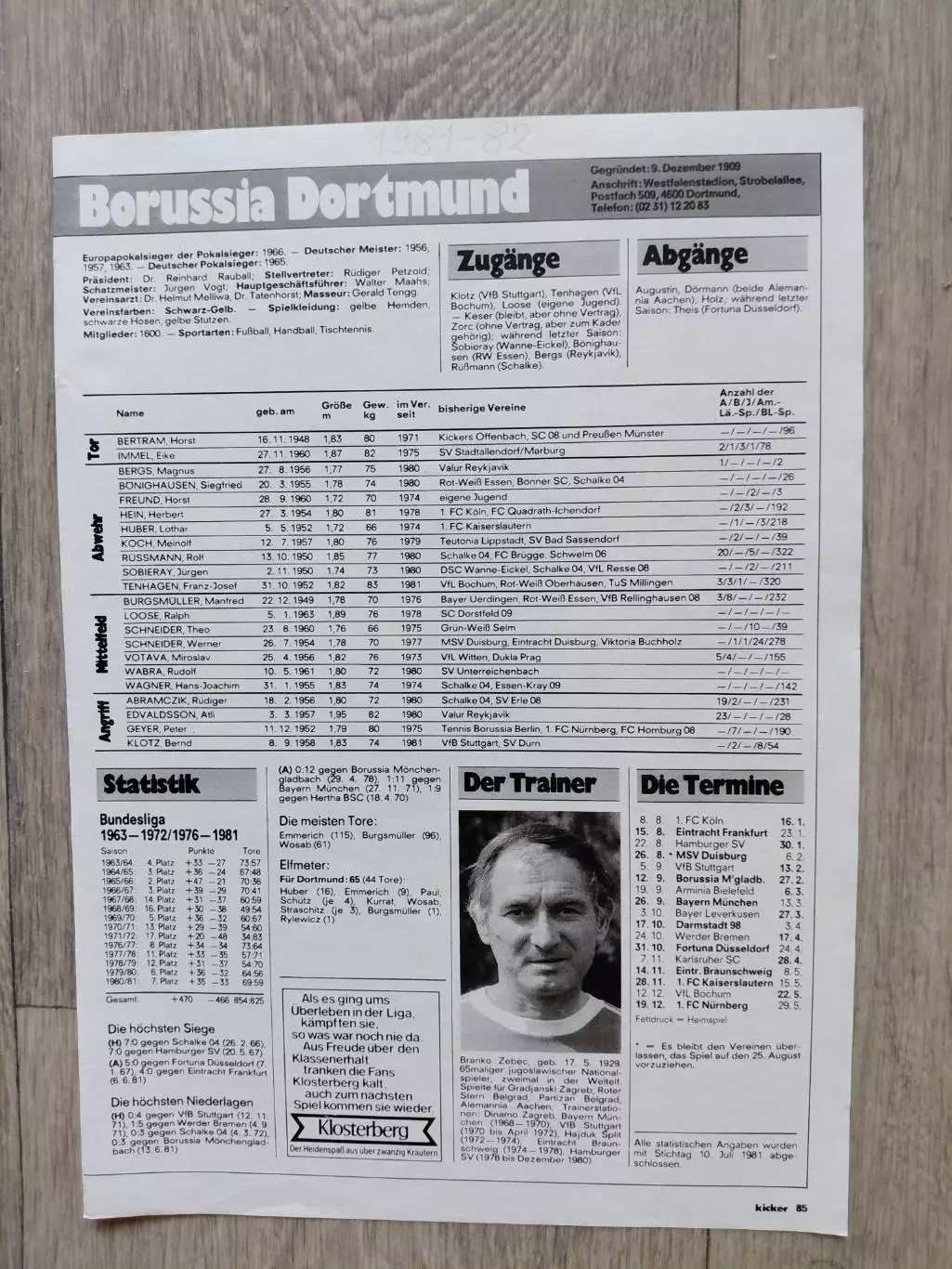 FC Koln.1981/82 1