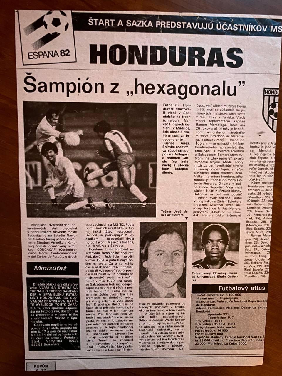 HOHDURAS . 1982 1