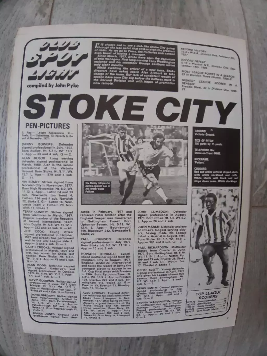 STOKE CITY. 1