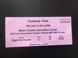 Билет на концерт Comedy Club 18 января 2019 года. Торонто, Канада.