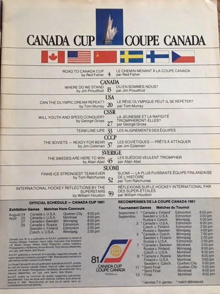 Кубок Канады 1981. CANADA CUP 1981. 1 вид. Программа, 63 страницы. 1