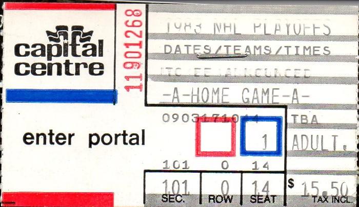 Кубкок Стэнли 1983.НХЛ.Вашингтон Кэпиталз - Нью-Йорк Айлендерс + билет 9.04.1983 1