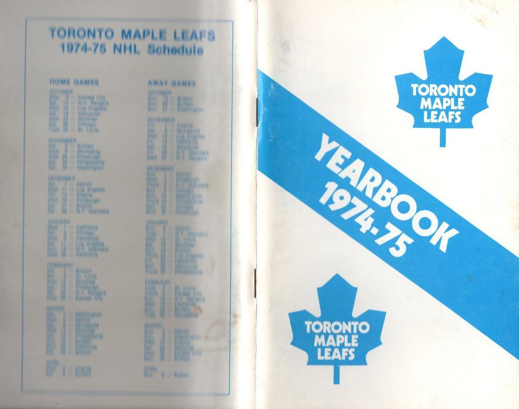 Ежегодник 1974/1975.''Торонто Мейпл Лифс'',НХЛ(Toronto Maple Leafs)NHL 1
