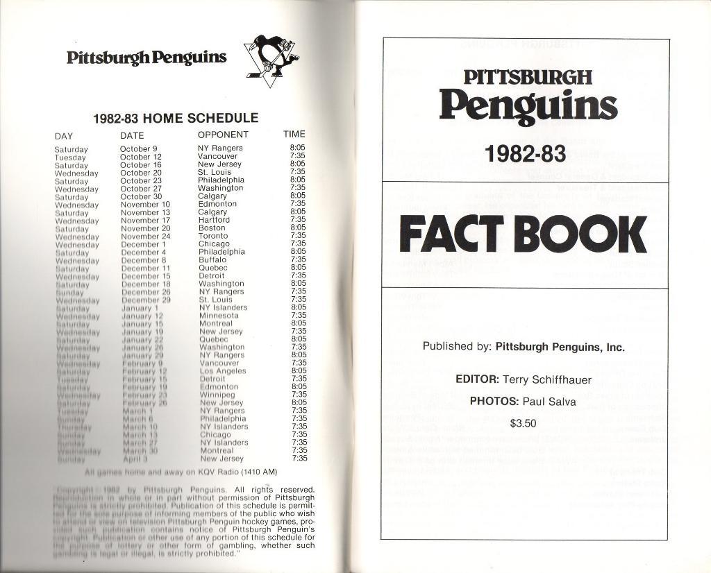 Ежегодник 1982/1983.''Питтсбург Пингвинз'',НХЛ(Pittsburgh Penguins)NHL 2