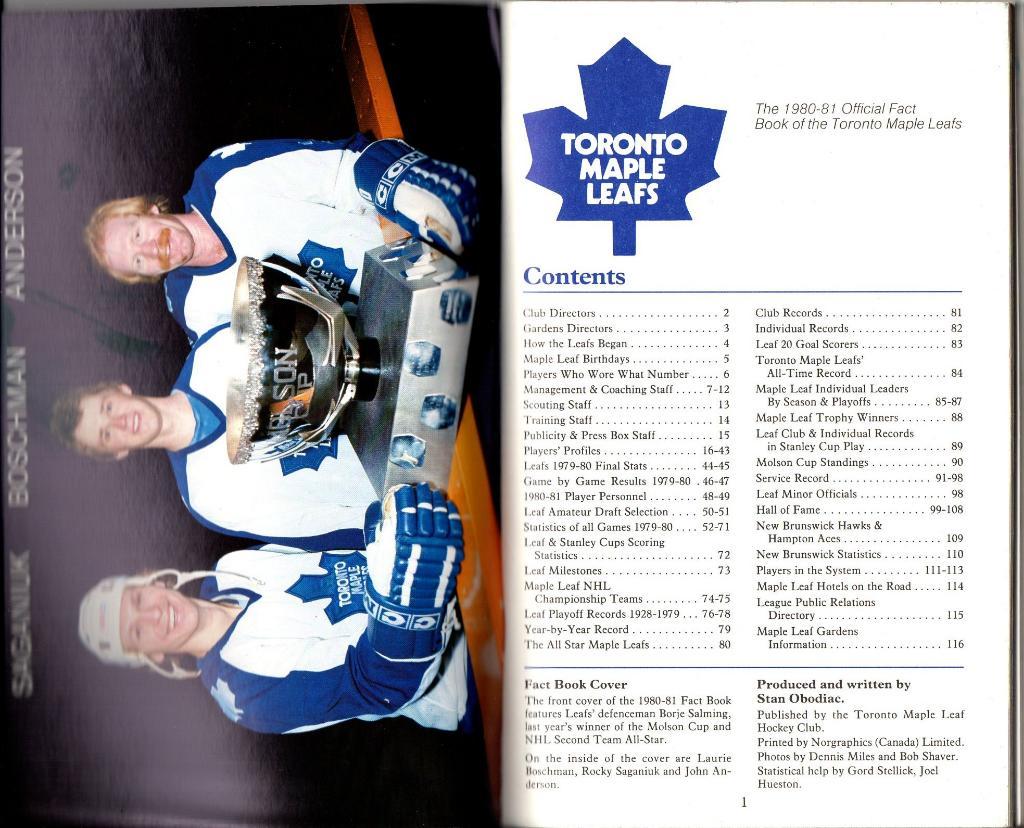 Ежегодник 1980/1981.''Торонто Мейпл Лифс'',НХЛ(Toronto Maple Leafs)NHL 1