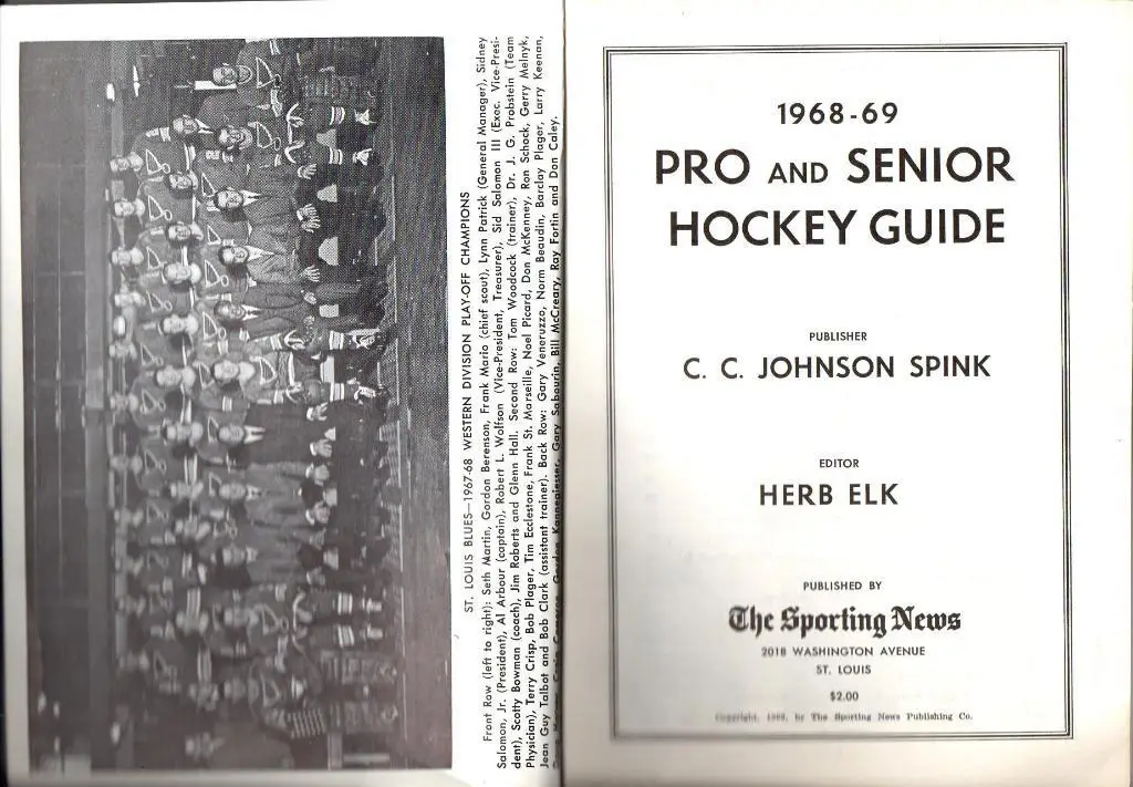 Официальный ежегодник НХЛ(NHL) 1968/1969.HOCKEY GUIDE 1