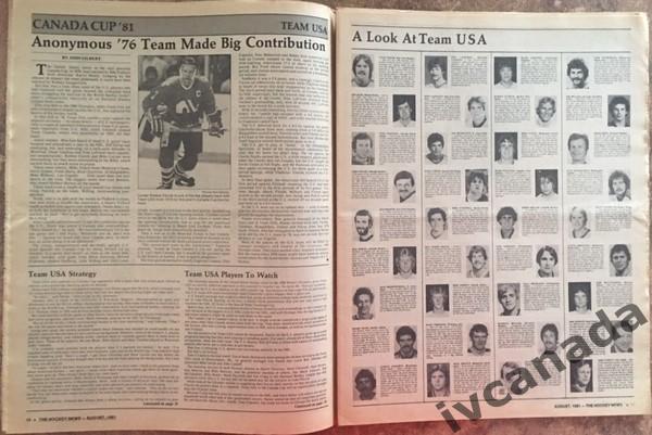 Кубок Канады 1981. CANADA CUP 1981. Газета-программа The Hockey News 5