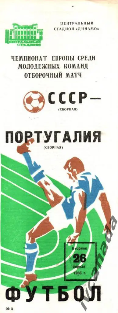 СССР - Португалия. Молодежные сборные до 21 года. 26 апреля 1983 года. Москва