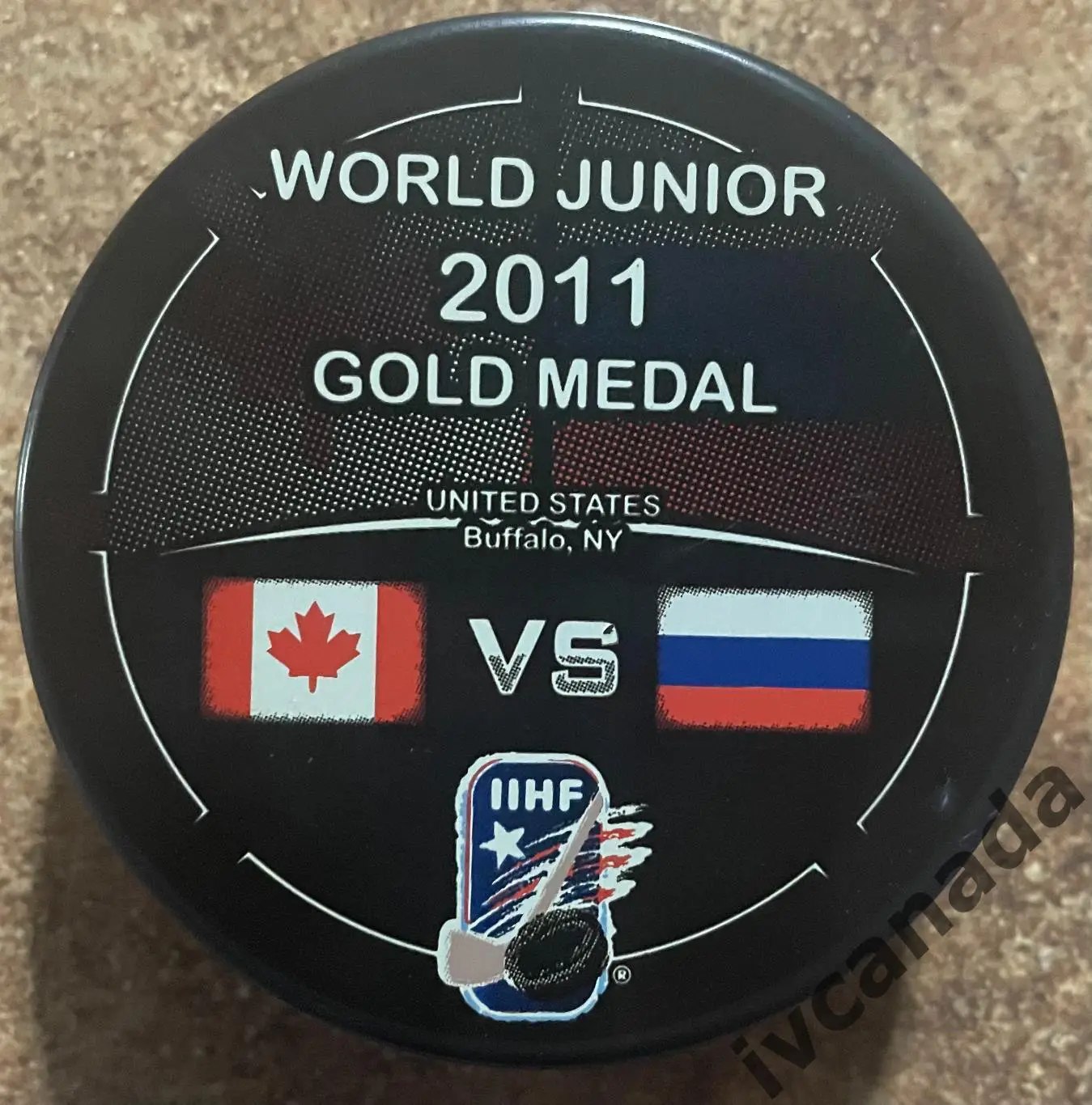 Официальная шайба с матча Канада - Россия 5 января 2011 г. Финал. Молодежный ЧМ