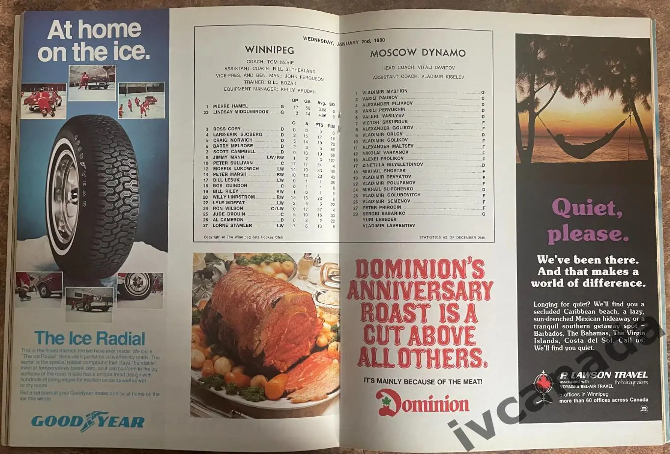 Виннипег Джетс НХЛ Winnipeg Jets NHL - Динамо Москва. 2 января 1980 г. Канада 1