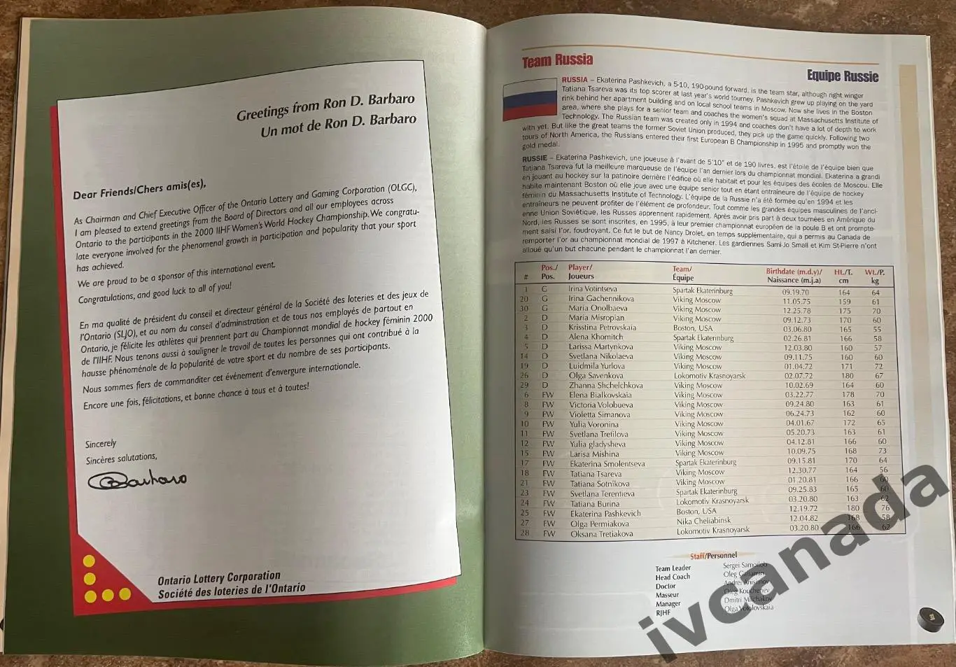 Чемпионат мира по хоккею среди женщин. 3-9 апреля 2000 года. Канада 1