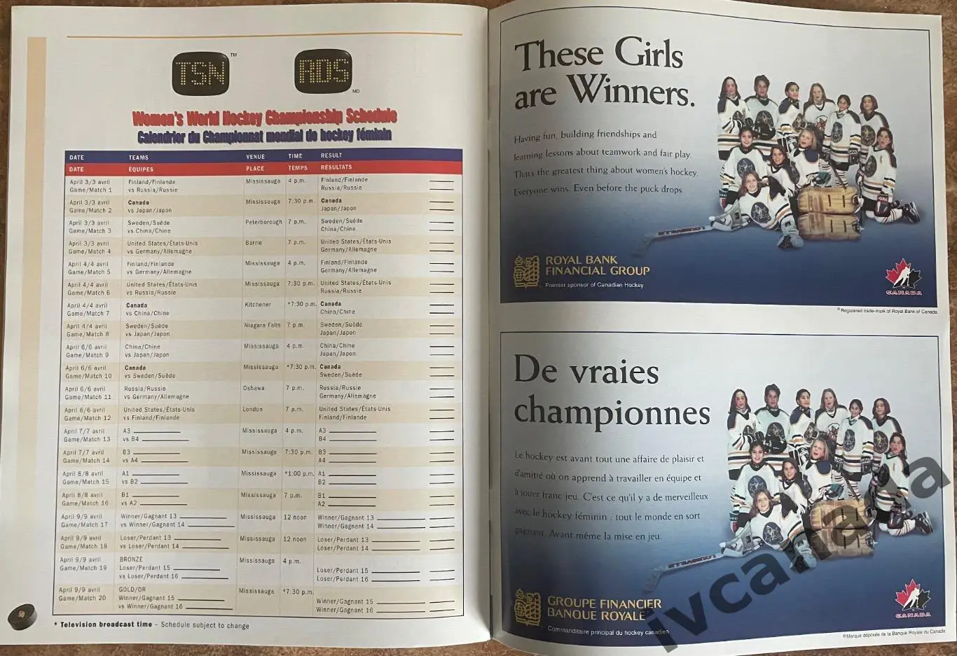 Чемпионат мира по хоккею среди женщин. 3-9 апреля 2000 года. Канада 6