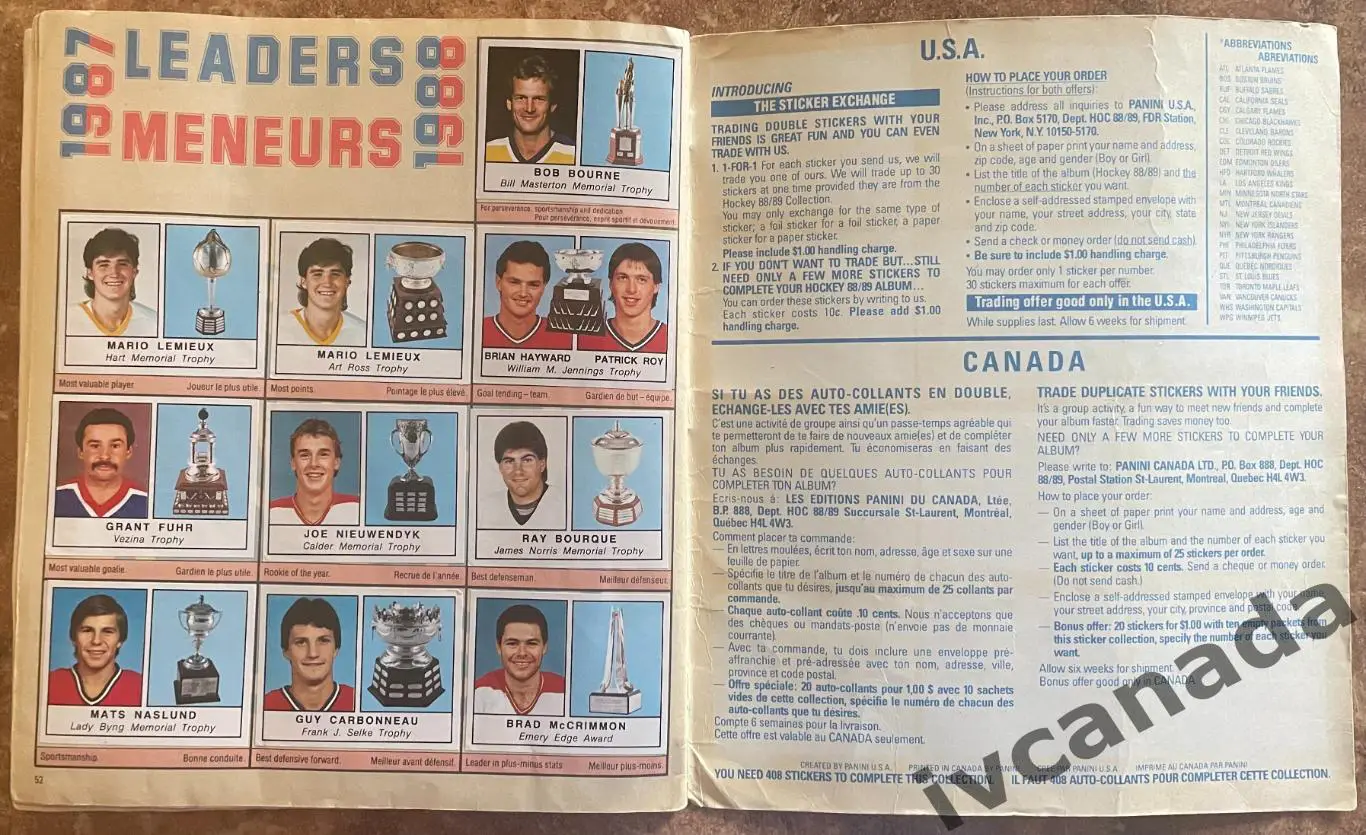 Альбом Панини НХЛ 1988-1989. Полностью заполненный. STICKER ALBUM NHL. PANINI 7