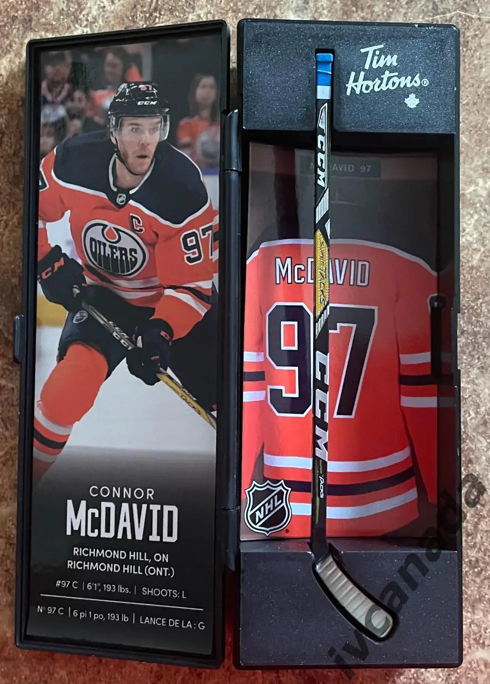 Хоккей КОННОР МАКДЭВИД McDAVID №97 набор с клюшкой, Tim Hortons 2020-2021, NHL