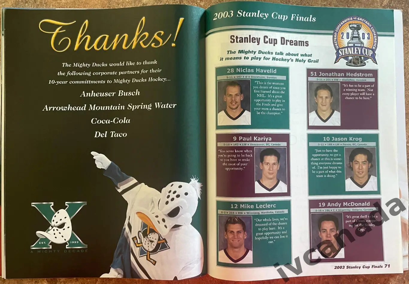 Финал Кубок Стэнли НХЛ Нью-Джерси Девилз - Анахайм Майти Дакс 2003 Stanley Cup 7