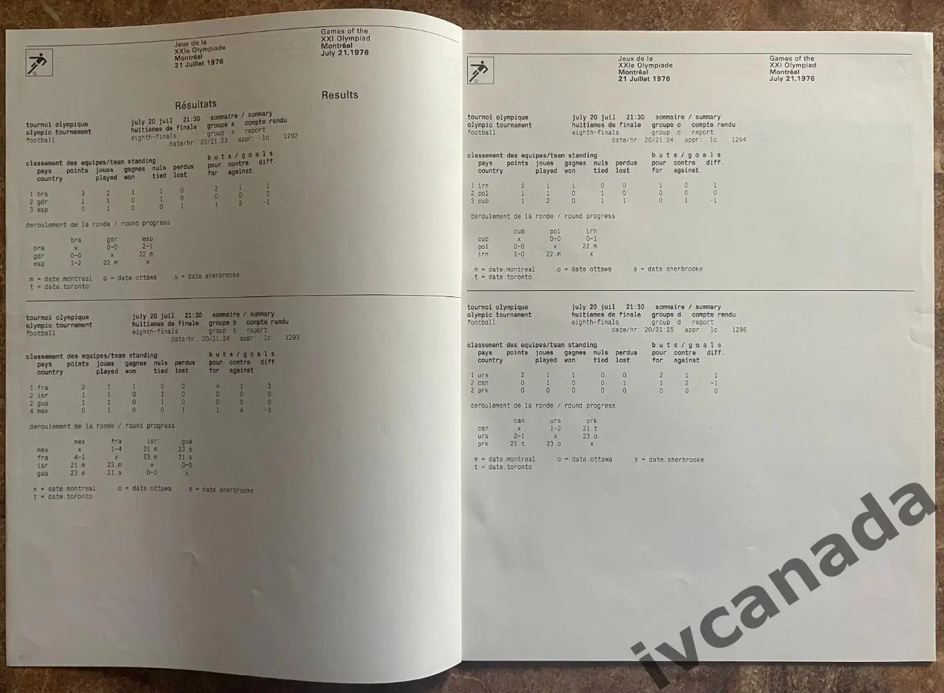 Олимпийские Игры 1976 Монреаль. Футбол. 21 июля. Франция, Израиль, Мексика и др. 1