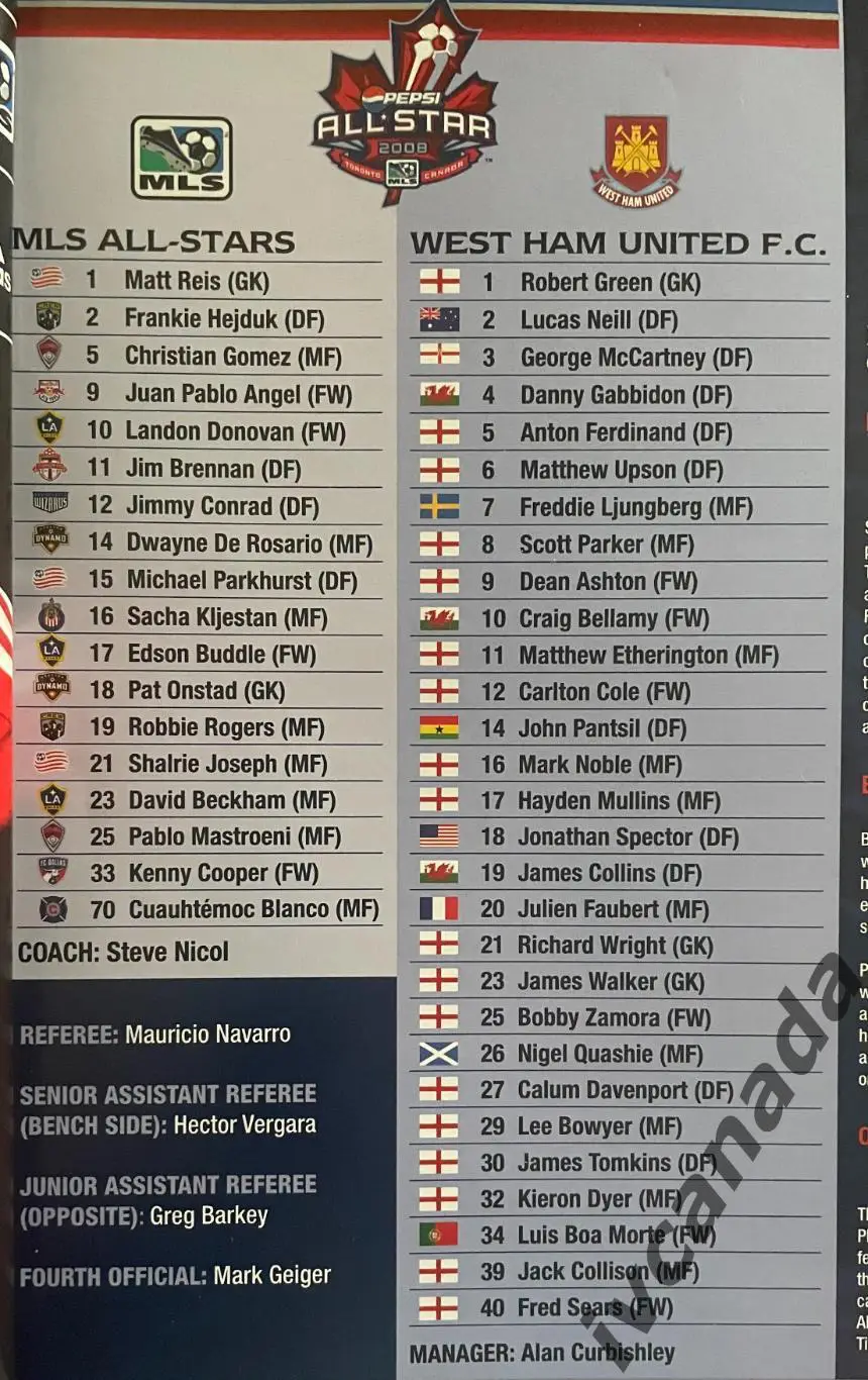 сборная MLS (ALL STAR) - Вест Хэм Англия (West Ham United). 24 июля 2008 г. ТМ 2